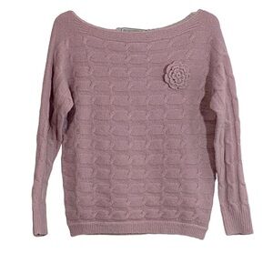 MILITARY HIPPIE - NWT - PINKISH / MAUVE POPOVER SWEATER WITH ROSE DETAIL B7